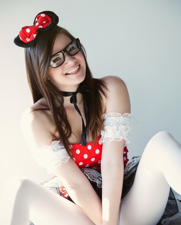 Cute Schoolgirl Alison Rey In Polka Dotted Corset