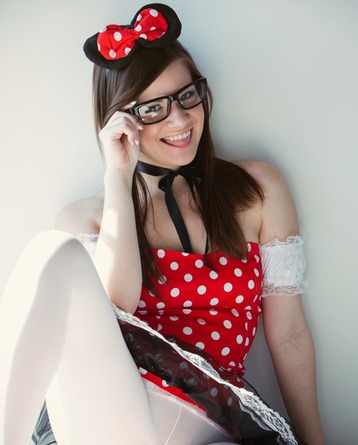 Cute Schoolgirl Alison Rey In Polka Dotted Corset