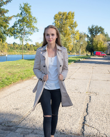 Beautiful Blonde Angel Spreads Pussy By The River